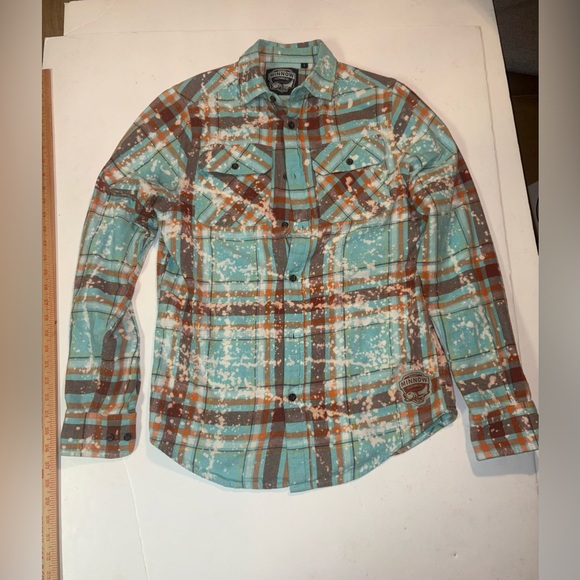 Angry Minnow Tops - Angry Minnow Womens S Flannel Shirt Teal Life Can Be Amazing Right Kind Weird